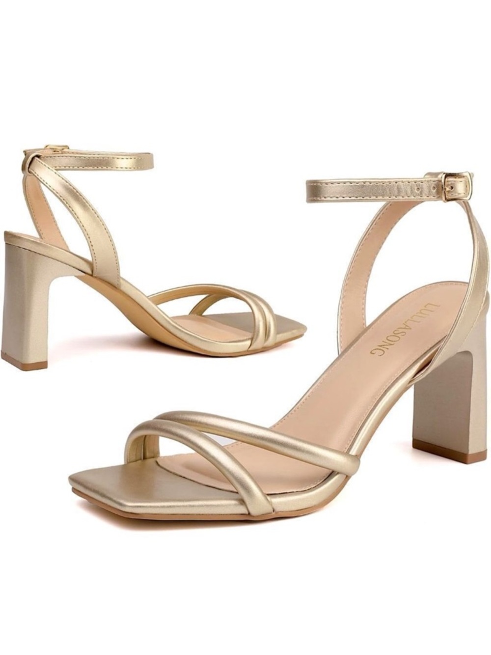 LULLASONG Ankle Strappy Heeled Sandals, Size 7